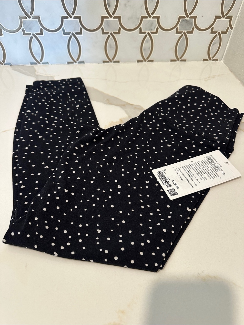 Sz 8 lululemon Align High-Rise Pant Heart Scatter Dot Print White Black